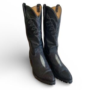 TONY MURGA cowboy boots, Lug sole, stingray/calf leather Bespoke. Men 7